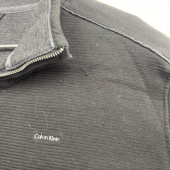 Calvin Klein Men’s Sz M Black Half Zip Lightweight Stretch Sweater Pullover Read - Picture 8 of 16